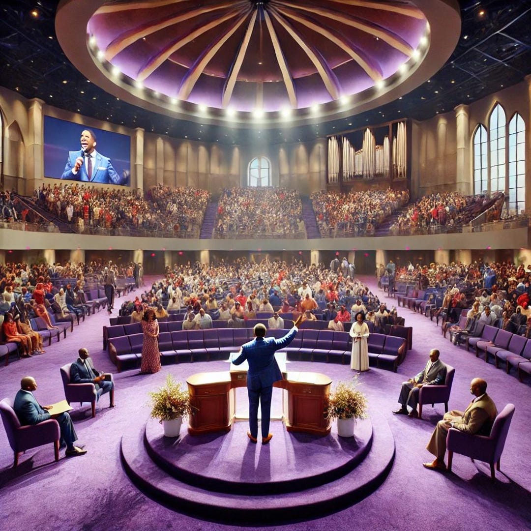 Inspiring African American Church Service Art Print - Modern