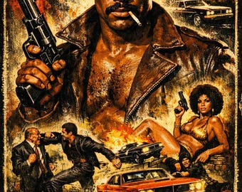 70s Black Cinema Wall Art, Vintage Urban Action Movie Poster
