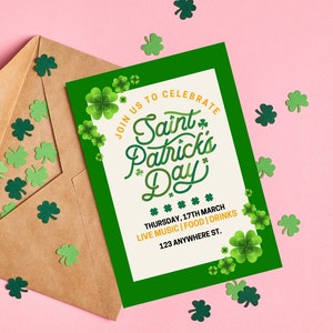 St Patricks Day Party Invitation, Printable St. Patty&#39;s Day Party Invitation, Shamrock Saint Patrick&#39;s Day Party Invite, Irish Invitation