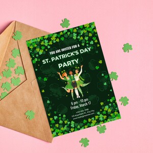 Saint Patricks Day Party Invitation, Printable St. Patty&#39;s Day Party Invitation, Shamrock Saint Patrick&#39;s Day Party Invite, Irish Invitation