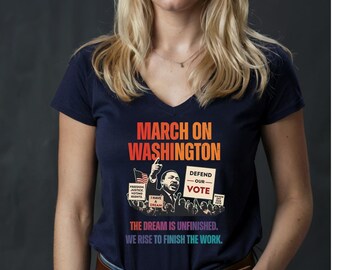 March On Washington 2026 Women V-neck Shirt, Defend the Vote People Power Tee, Voting Rights Activist Tshirt