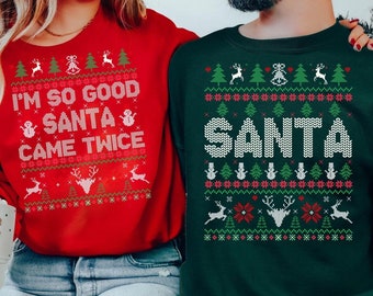 Vintage Christmas Matching Sweatshirts, Funny Christmas Sweater, Couple Sweatshirts,Funny Couple T-Shirt,Holiday Sweater for Couples