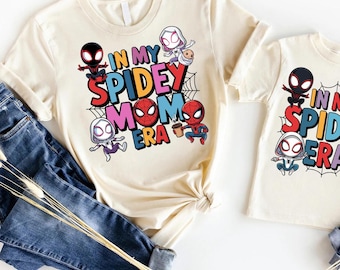 In my Spidey Mom Era Shirt, Mommy and Me Mathing Tees, Disney Spider Mama Tee, Disney Spidey Hero Mama Shirt, Funny Mother's Day Shirt