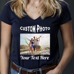 Custom V-Neck Shirt: Personalized Logo or Photo, Soft Cotton Blend