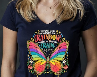Dolly Parton Vintage Rainbow Butterfly Shirt, Country Music Lover Gift