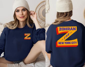 ZOHRAN for NYC Retro Sweatshirt, Zohran Mamdani Sweatshirt, Political Activist Crewneck, Mayor Mamdani 2025 Shirt, Vote Zohran