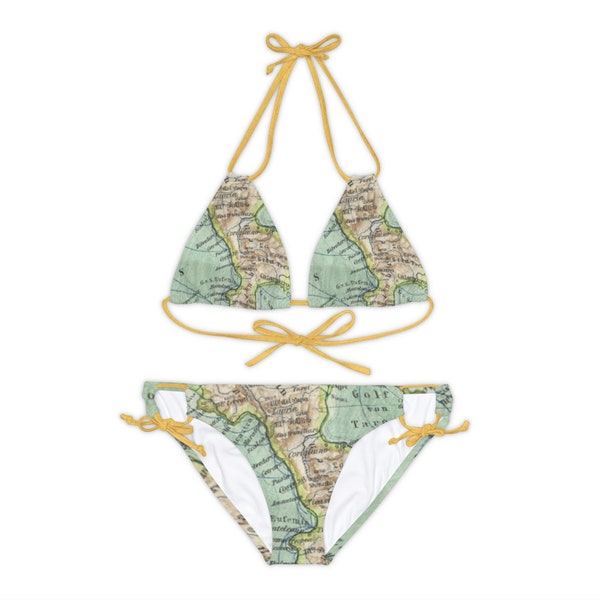 Map two piece Strappy Bikini Set (AOP)