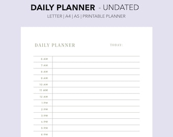 Minimalist Printable Daily Planner | Daily Planner Inserts | Time Block Template | Workday Schedule | A5 | A4 | Letter | PDF