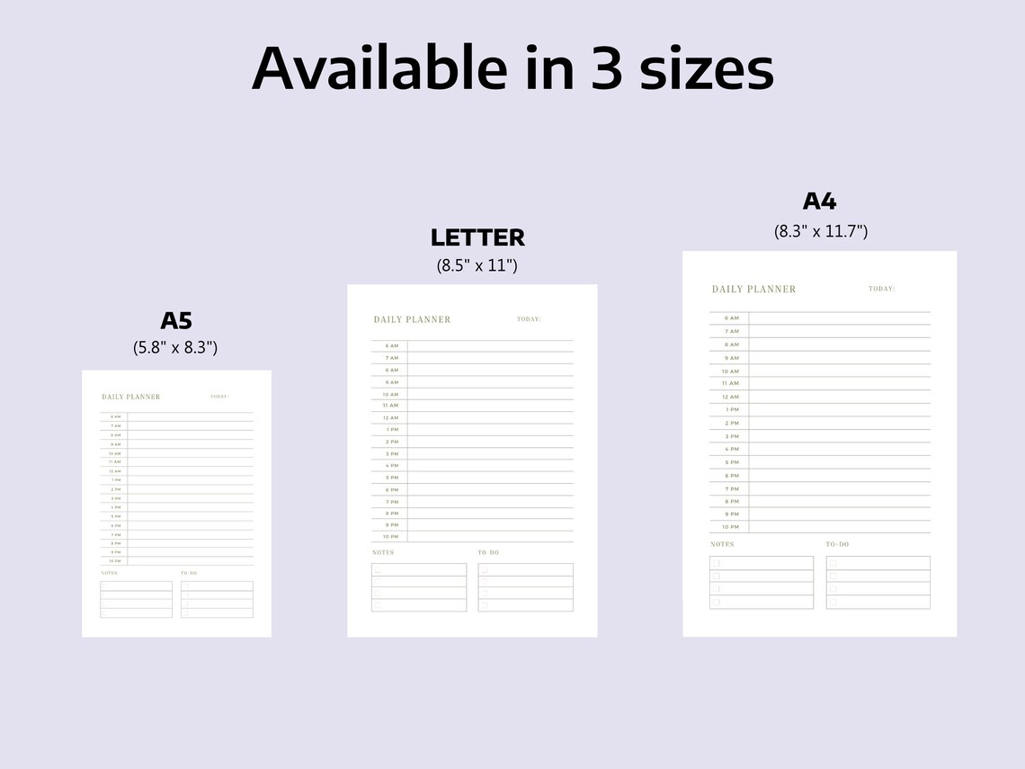 Time Insert Paper Minimalist Printable Daily Planner | Daily Planner Inserts | Time Block ...