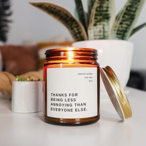 Funny Thank You Candle Gift Thanks for Being Less Annoying Best Friend Gift Funny Custom Candle  Unique Thank you Gift IDeas For Sisters BFF