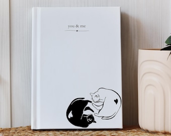 Yin Yang Cat Heart Journal You and Me Couples Notebook Cat Lover Gift for Him and Her Minimalist Cat Engagement Journal Romantic Cat Diary