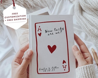 Couples Memory Journal Playing Card Notebook Anniversary Love Keepsake Romantic Gift Personalized Engagement Wedding Present Unique Couple