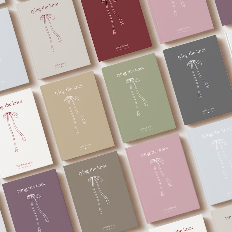 Regalo de compromiso para novia, diario de compromiso personalizado, planificador de bodas, cuaderno de recuerdo con lazo personalizado y nombres. imagen 5