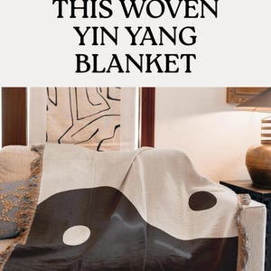 Yin Yang Decke Baumwolle gewebt Quaste Rand Boho Schwarz Weiß Meditationsraum Zen Dekor Urban Outfitters Minimalist Style Couch Cover Bild 12