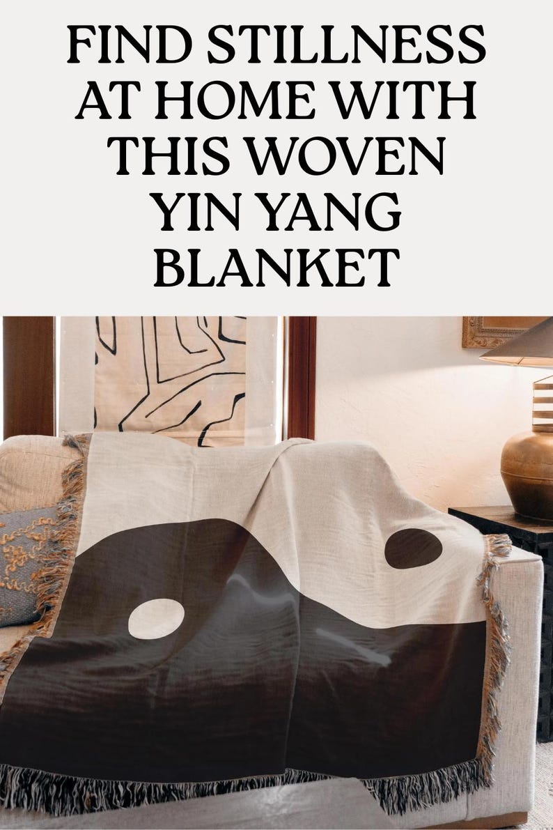 Yin Yang Decke Baumwolle gewebt Quaste Rand Boho Schwarz Weiß Meditationsraum Zen Dekor Urban Outfitters Minimalist Style Couch Cover Bild 12