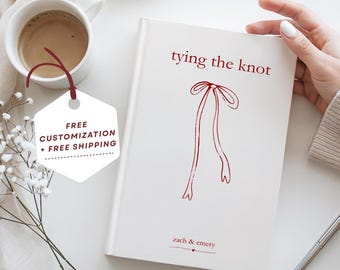 Engagement Gift for Bride Coquette Personalized Engagement Journal Wedding Planner Custom Bow Keepsake Notebook with Names