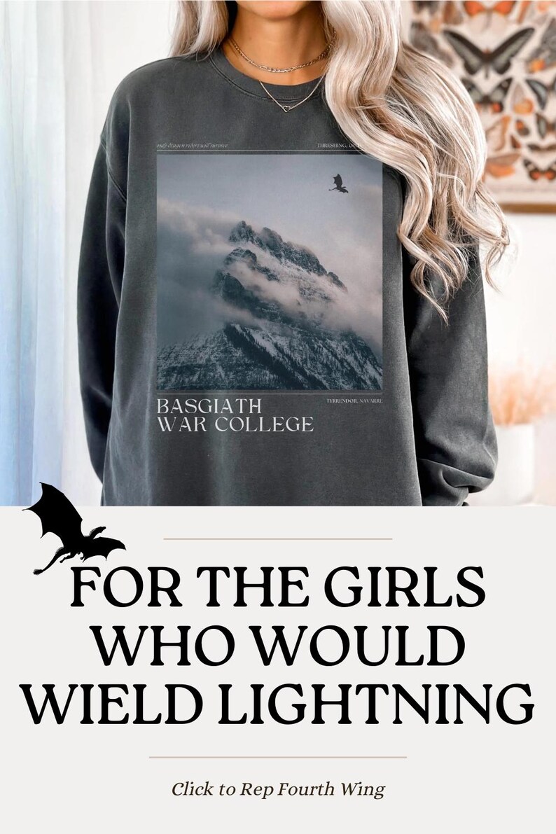 Fourth Wing Sweatshirt Fantasy Book Merch Crewneck Dragon Rider Basgiath College Romantasy Shirt Rebecca Yaros Empyrean Series Literary Fan image 10