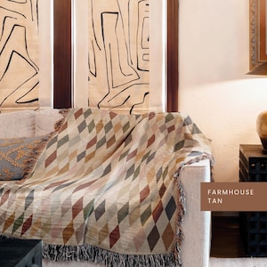 Manta tejida con estampado de diamantes y flecos a cuadros, estilo bohemio, de algodón, para bebé, decoración rústica sureña