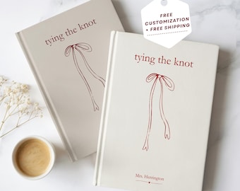 Engagement Bride Journal Wedding Planning Notebook Personalized Gift Coquette Planner Custom Diary Feminine Design Bow Romantic Memory Book