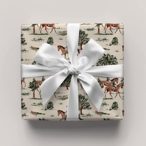 Horse Wrapping Paper Gift Wrap Premium Quality Equestrian Pattern Holiday Design Western Style Print Elegant Packaging Christmas Present