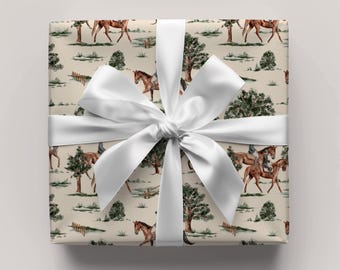 Horse Wrapping Paper Gift Wrap Premium Quality Equestrian Pattern Holiday Design Western Style Print Elegant Packaging Christmas Present