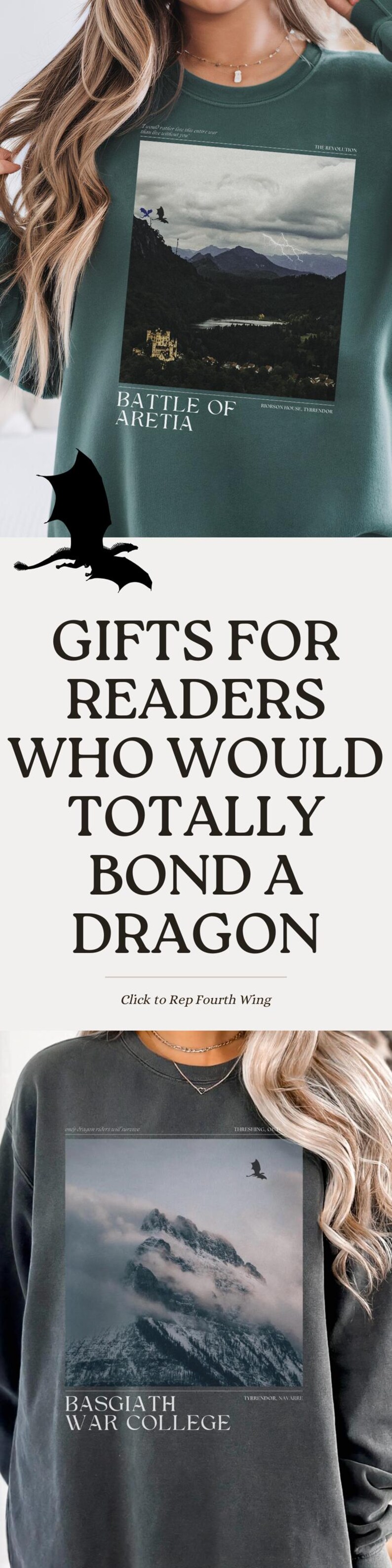 Fourth Wing Sweatshirt Fantasy Book Merch Crewneck Dragon Rider Basgiath College Romantasy Shirt Rebecca Yaros Empyrean Series Literary Fan image 9