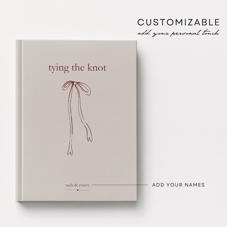 Regalo de compromiso para novia, diario de compromiso personalizado, planificador de bodas, cuaderno de recuerdo con lazo personalizado y nombres. imagen 3