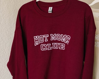 Embroidered varsity collegiate sweatshirt hot moms club rad mama sweatshirt trendy young mama crewneck gift for mom rad babymomma gift