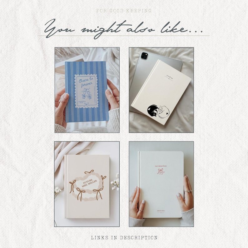 Regalo de compromiso para novia, diario de compromiso personalizado, planificador de bodas, cuaderno de recuerdo con lazo personalizado y nombres. imagen 15