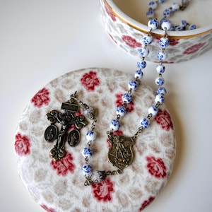 Vintage Style Handmade Flower Three Way Pardon Rosary