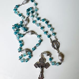 Blue Vintage Style Miraculous Medal Rosary