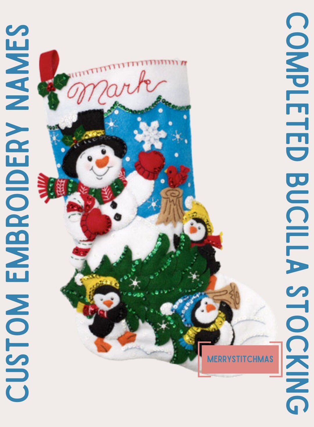 Completed Bucilla Christmas Stocking the Perfect Tree, Christmas Gift