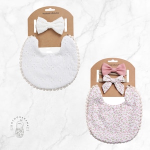 Baby Girl Bib with Bow, Adjustable Snaps