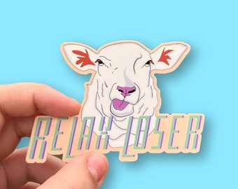 Relax Loser Sheep Waterproof Laminated Sticker, Glossy Sticker, Animal Sticker, Good Vibes, Funny Bumper Sticker, Mindset