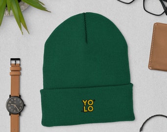 YOLO Embroidered Cuffed Unisex Beanie | You Only Live Once | Winter Accessories | Winter Fashion | Streetwear Beanie | For Her | For Him