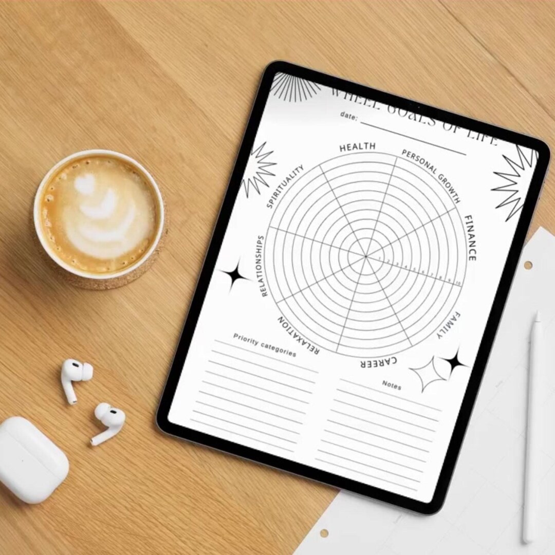 Wheel of Goals Printable 8section Life Planner for Goal Setting ...