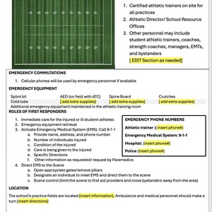 Modello di piano d'azione di emergenza per scuole, squadre sportive e programmi atletici