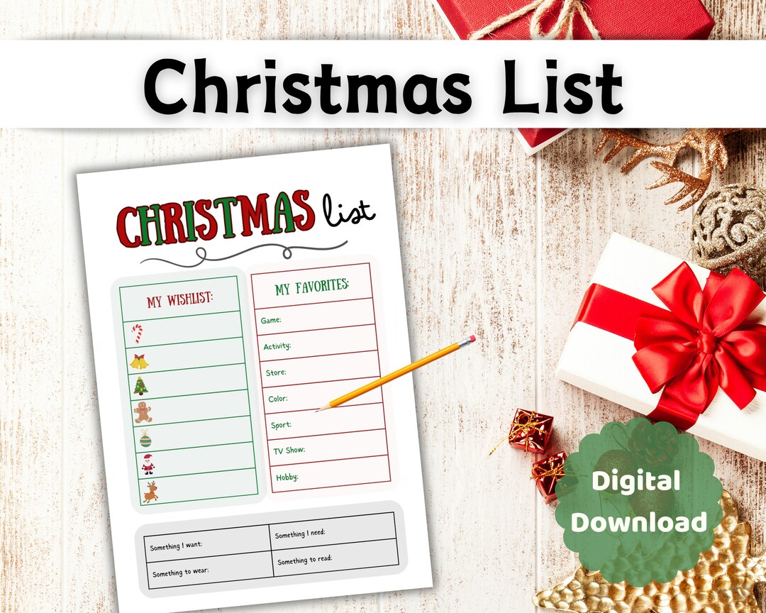 Christmas Wishlist for Kids, Wishlist Template, Holiday Presents, My ...
