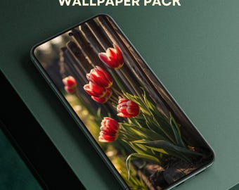 Tulip Phone Wallpaper Pack, Soft Pastel Spring Floral Backgrounds (Digital Download)