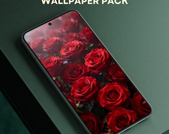 Rose Floral Wallpaper Pack, Elegant Red Pink White Designs (Digital Download)