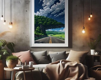 Open Road Landscape Wall Art, Scenic Highway Print, Countryside Nature Decor (Digital Download)