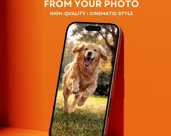 Custom Pet Portrait, Cinematic Dog Cat Art, Phone Wallpaper (Digital Download)