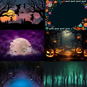 59 Halloween wallpapers. High quality desktop wallpapers. Pumpkins, ghosts, spiders, skeletons, forest, cemetery, graves, bats, spooky house