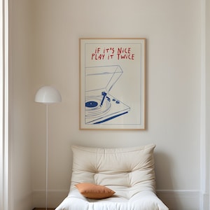 Poster musicale da parete Play It Twice Poster per giradischi, Poster musicale senza cornice, Regalo per gli amanti della musica Home Poster espositivo vintage Regalo alla moda