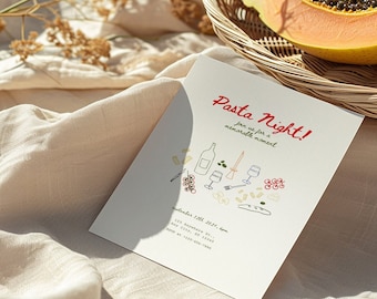 Pasta Night Invitation Template: Editable Dinner Party Invite (Canva)
