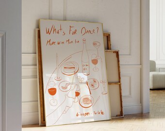 Vintage Dinner Table Poster: Retro Kitchen Wall Art (Digital Download)