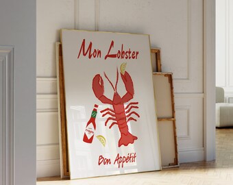 Mon Lobster Vintage Food Poster: Kitchen Wall Art (Digital Download)