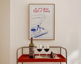 Kunstvolle Kunstmusik, Retro Groovy Musik Wand Kunst Spielen Sie Zweimal Plattenspieler Poster, Geschenk Musikliebhaber Vintage Ausstellung Französisches Poster Trendy