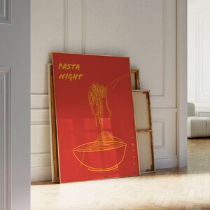 Pasta Wall Print Kitchen Decor Digital Download Cooking Art Prints Minimalist  Spaghetti Poster Trendy Wall Decor Food Enthusiasts