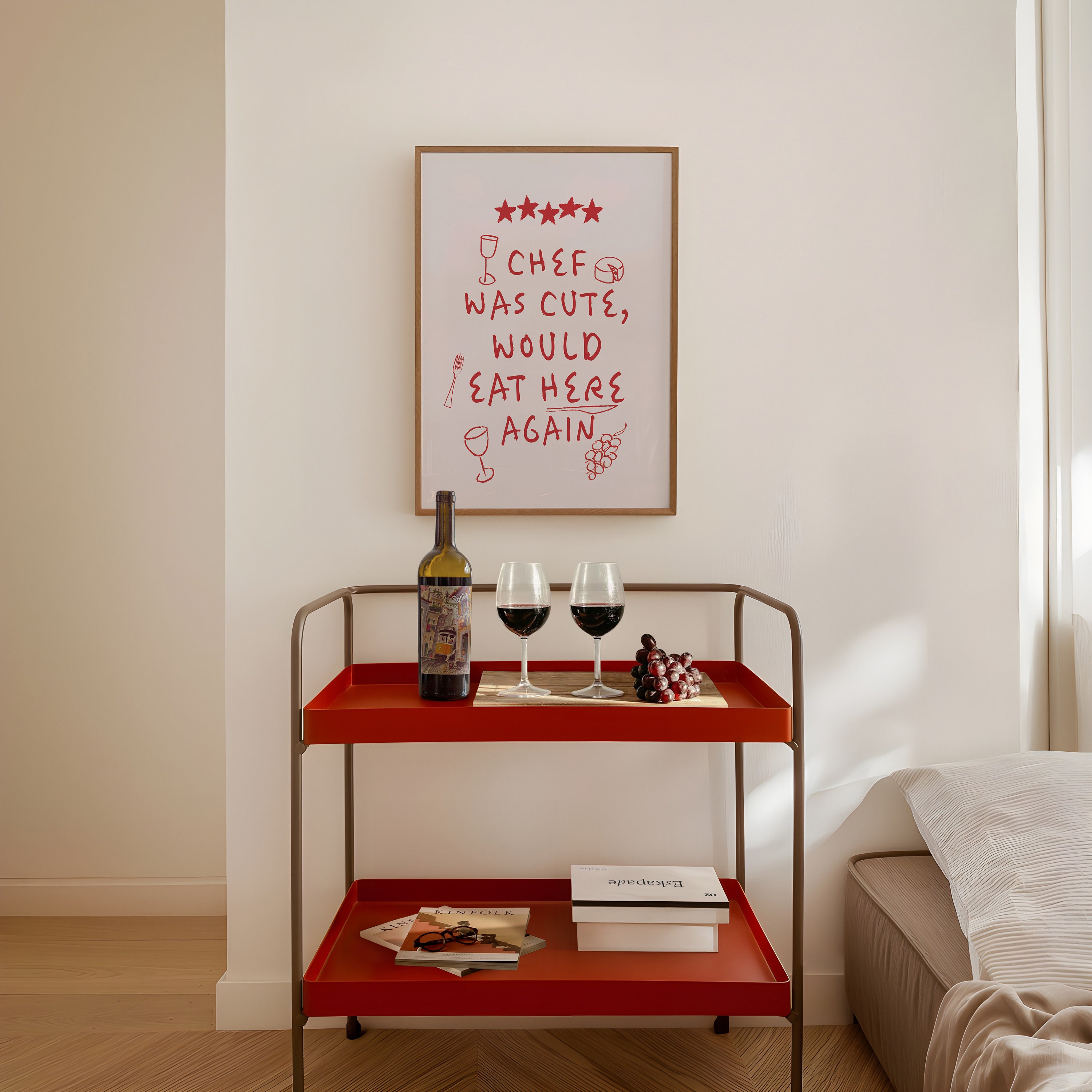 Chef Was Cute Poster, Cooking Kitchenwall Art, Food Barcart Printing ...